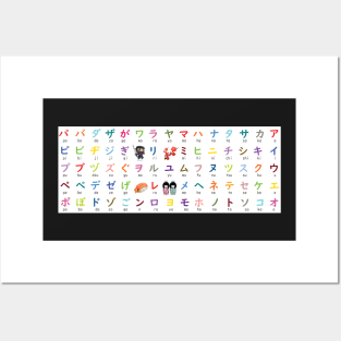Japanese Katakana Chart With Phonetic Variations Posters and Art